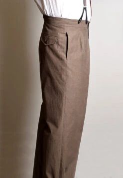 Pleated Front Trousers (TR1920) -Urban Mode Shop Pleated Front Trousers TR1920 Hazel Herringbone Side