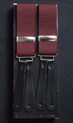 Plain Coloured Button-on Braces With Stamped Leather Ends (BR700) 25 Plain Coloured Button-on Braces With Stamped Leather Ends (BR700) -Urban Mode Shop Plum