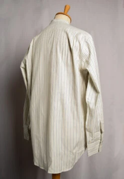 Cream / Blue Textured Stripe Grandad Shirt - Collarless (SH2124NB) -Urban Mode Shop Pocket5