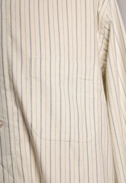 Cream / Blue Textured Stripe Grandad Shirt - Collarless (SH2124NB) -Urban Mode Shop Pocket6