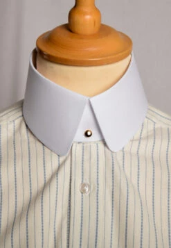 Cream / Blue Textured Stripe Grandad Shirt - Collarless (SH2124NB) -Urban Mode Shop Pocket9