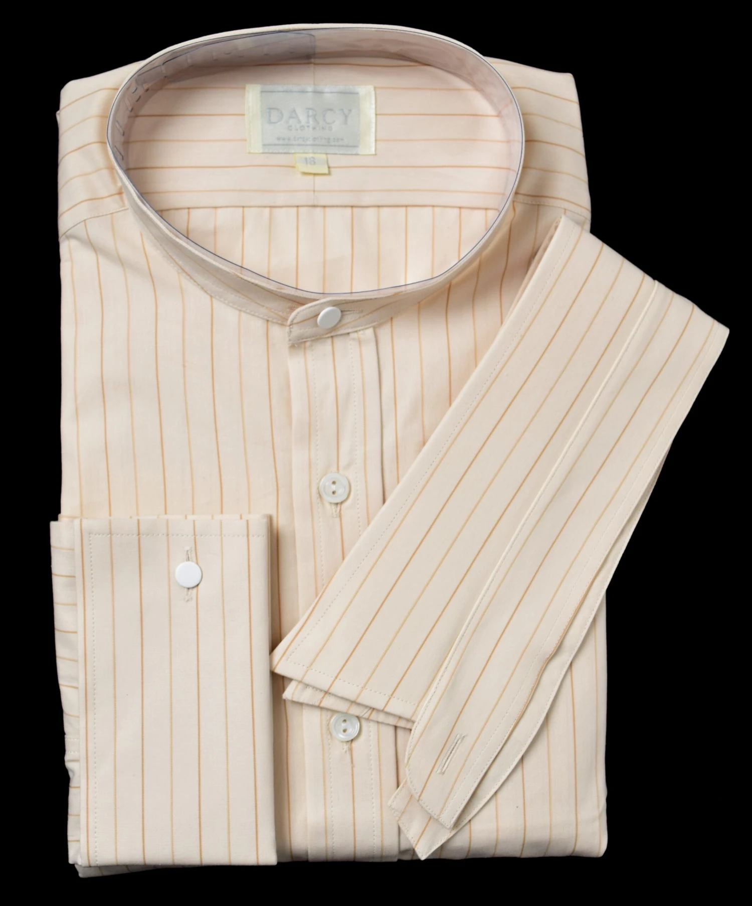 Replica Striped Fabric Neckband Tunic Shirt With Separate Collar (SH185) - Colour 63 - Cream/Gold Stripe 3 Replica Striped Fabric Neckband Tunic Shirt With Separate Collar (SH185) - Colour 63 - Cream/Gold Stripe - Image 3