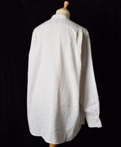 Linen / Cotton Stripe Grandad Work Shirt Without Pocket - Collar Attached Or Collarless (SH2210NP) -Urban Mode Shop SH2210NP No Collar back