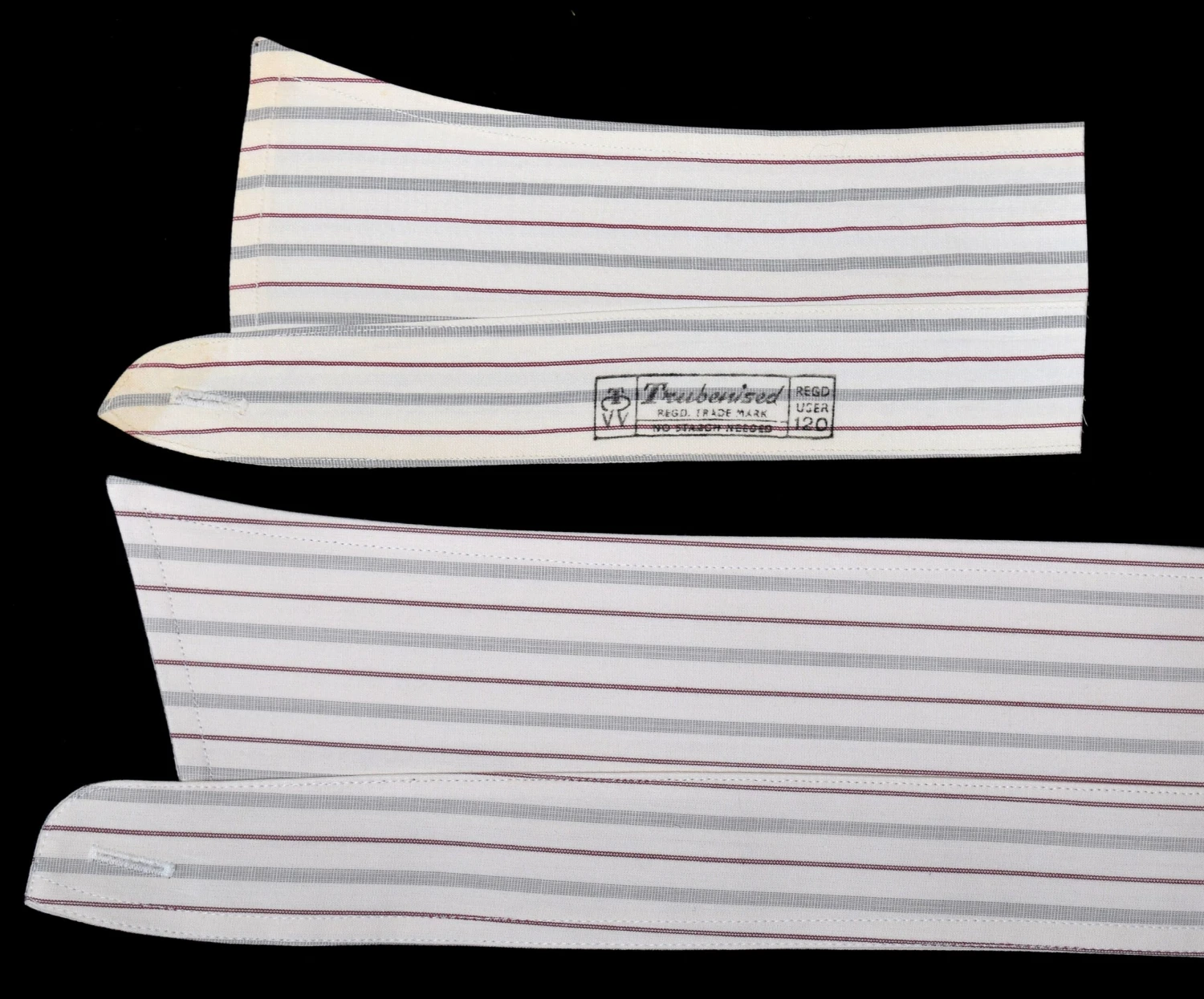 Replica Striped Fabric Neckband Tunic Shirt With Separate Collar (SH185) - Colour 78 - Wine/Ivory/Grey Stripe 2 Replica Striped Fabric Neckband Tunic Shirt With Separate Collar (SH185) - Colour 78 - Wine/Ivory/Grey Stripe - Image 2