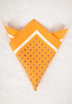 Printed Silk Pocket Square (HA96K) -Urban Mode Shop Yellow Geometric