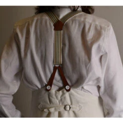 Striped Button-On Braces With Stamped Leather Ends (BR730) -Urban Mode Shop back view3