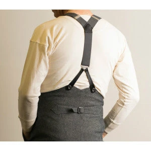 Plain Coloured Button-on Braces With Stamped Leather Ends (BR700) 2 Plain Coloured Button-on Braces With Stamped Leather Ends (BR700) - Image 2