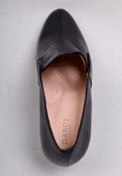 Eighteenth Century Ladies Tongue And Tie Leather Shoes Black (SP1800) -Urban Mode Shop bow4