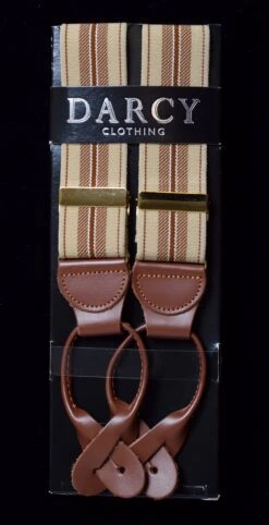 Striped Tan/Brown Runner End Button-On Braces (BR717) -Urban Mode Shop br717 sandweb c9d87ba8 c94a 46eb 8b48 57df89789d10
