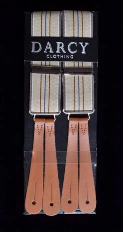 Striped Button-On Braces With Stamped Leather Ends (BR730) -Urban Mode Shop br730 sand with fine stripeweb 14b0fcdd 59d6 4bbf 820d ac534b5f609b