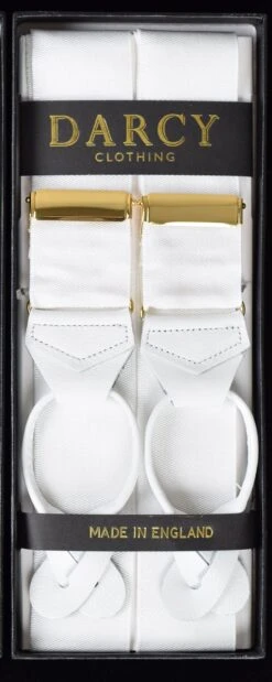 Rigid Ribbon Edwardian Braces (BR738) -Urban Mode Shop br738 white