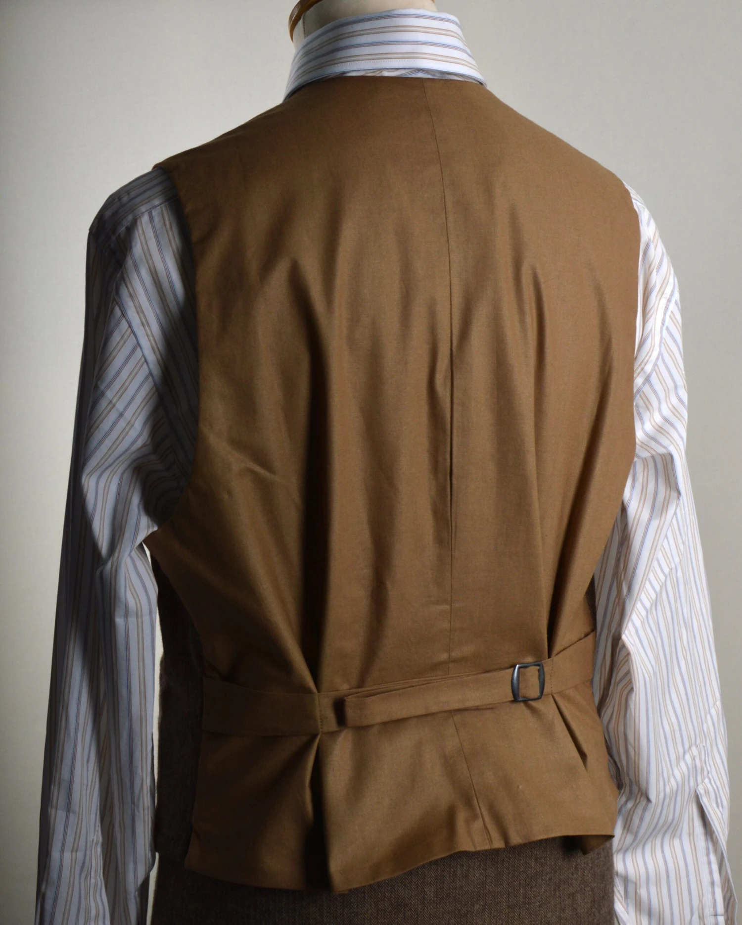 Brown Brushed Cotton Herringbone Waistcoat (WC400) 3 Brown Brushed Cotton Herringbone Waistcoat (WC400) - Image 3
