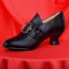 Ladies Leather Victorian Shoes Black (SP1900)