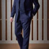 Cotton/Linen Blend Navy Blue Suit (GR460)