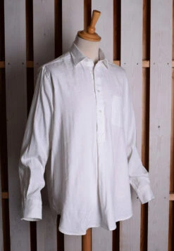 White Linen / Cotton Herringbone Shirt With Pocket - Classic Collar Or Collarless (SH2211PA) -Urban Mode Shop catt1 baef5351 cca5 4d6a 9baa 87ff6bd59cce