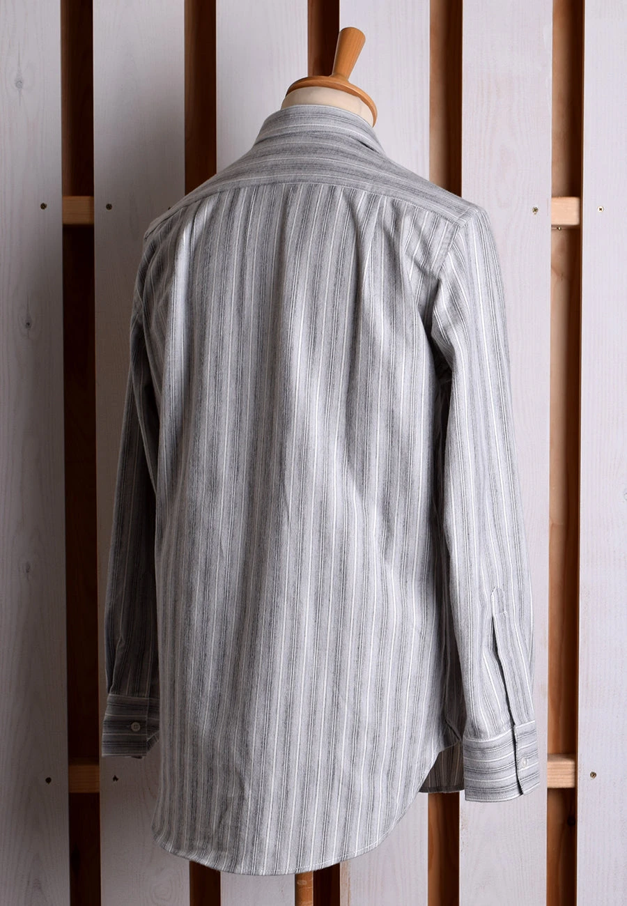 Grey Marl Stripe Grandad Shirt - Collarless Or Collar Attached (SH2123) 4 Grey Marl Stripe Grandad Shirt - Collarless Or Collar Attached (SH2123) - Image 4