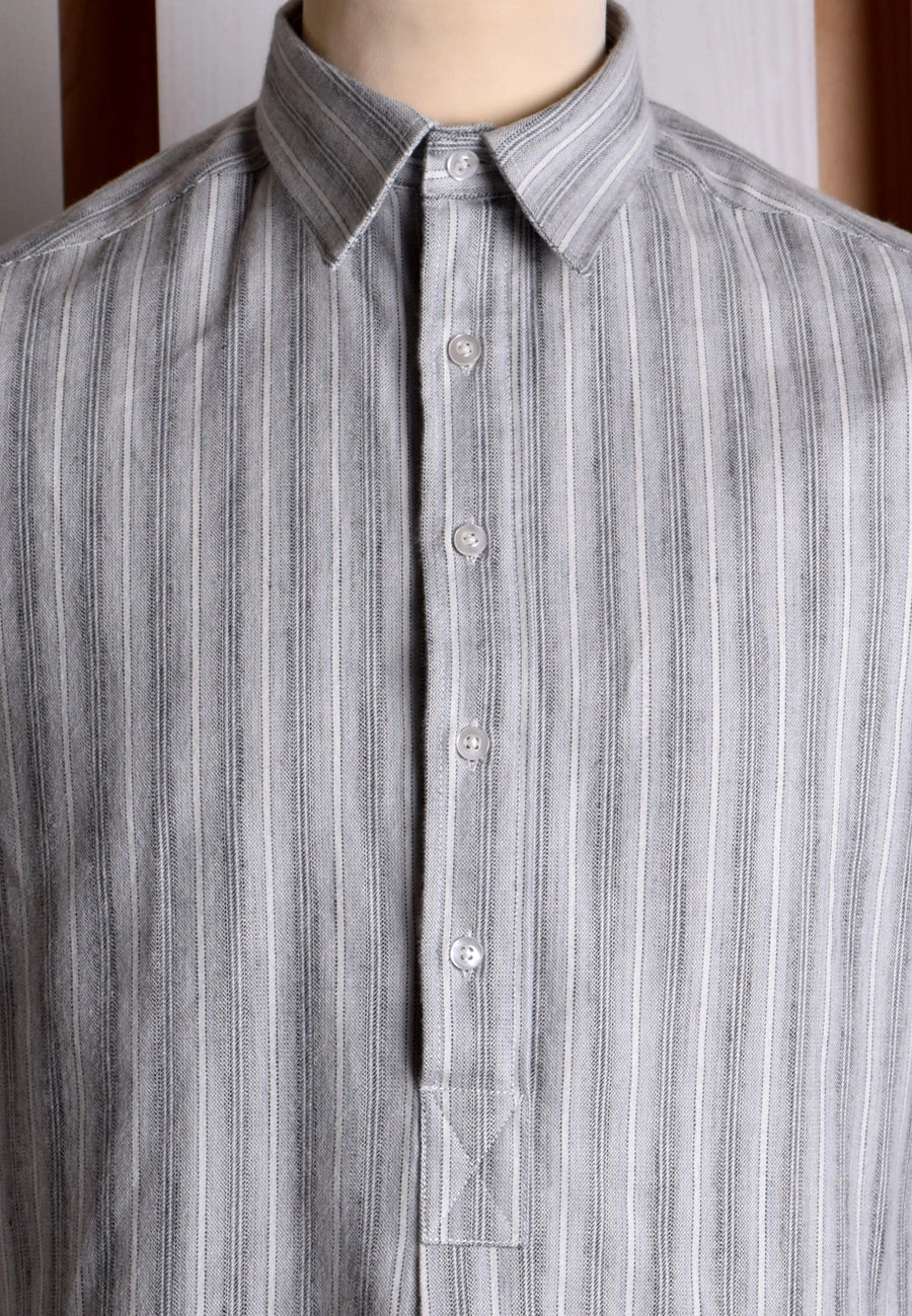 Grey Marl Stripe Grandad Shirt - Collarless Or Collar Attached (SH2123) 5 Grey Marl Stripe Grandad Shirt - Collarless Or Collar Attached (SH2123) - Image 5