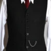 Ebony Black Brushed Cotton Herringbone Waistcoat (WC350)