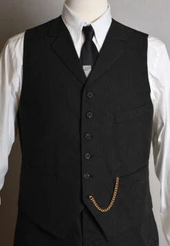 Black Pinstripe Cotton Waistcoat (WC330)