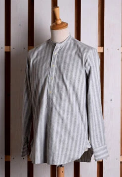 Grey Marl Stripe Grandad Shirt - Collarless Or Collar Attached (SH2123) 15 Grey Marl Stripe Grandad Shirt - Collarless Or Collar Attached (SH2123) -Urban Mode Shop cless1