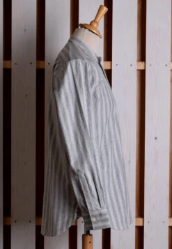 Grey Marl Stripe Grandad Shirt - Collarless Or Collar Attached (SH2123) 16 Grey Marl Stripe Grandad Shirt - Collarless Or Collar Attached (SH2123) -Urban Mode Shop cless2