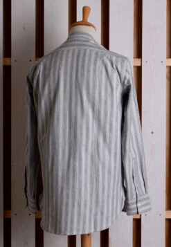 Grey Marl Stripe Grandad Shirt - Collarless Or Collar Attached (SH2123) 17 Grey Marl Stripe Grandad Shirt - Collarless Or Collar Attached (SH2123) -Urban Mode Shop cless3