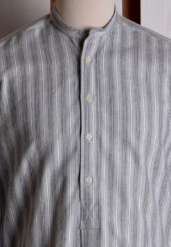 Grey Marl Stripe Grandad Shirt - Collarless Or Collar Attached (SH2123) 18 Grey Marl Stripe Grandad Shirt - Collarless Or Collar Attached (SH2123) -Urban Mode Shop cless4