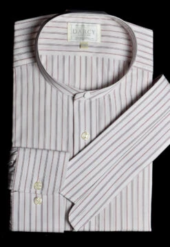 Replica Striped Fabric Neckband Tunic Shirt With Separate Collar (SH185) - Colour 61 - Pink/Black/White Stripe