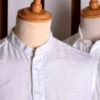 White Linen / Cotton Herringbone Shirt With Pocket - Classic Collar Or Collarless (SH2211PA)