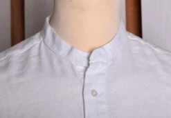 White Linen / Cotton Herringbone Shirt With Pocket - Classic Collar Or Collarless (SH2211PA) -Urban Mode Shop coll3