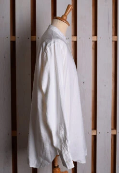White Linen / Cotton Herringbone Shirt With Pocket - Classic Collar Or Collarless (SH2211PA) -Urban Mode Shop coll4