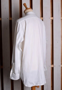 White Linen / Cotton Herringbone Shirt With Pocket - Classic Collar Or Collarless (SH2211PA) -Urban Mode Shop coll5