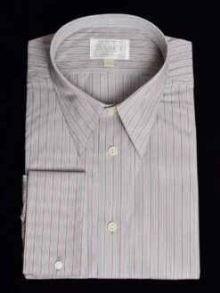 Replica Striped Fabric Spearpoint Collar Shirt | Permanent Stock (SH190R) - Colour 76 - Grey/Red Stripe