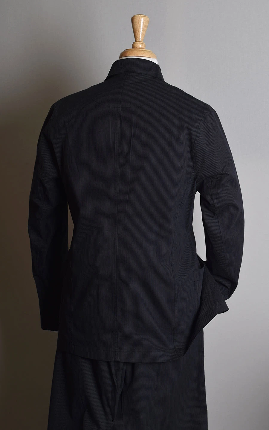 Black Pinstripe Cotton Jacket (JA330) 2 Black Pinstripe Cotton Jacket (JA330) - Image 2