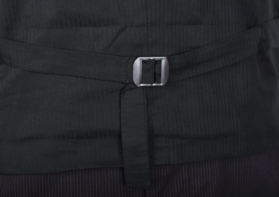 Black Pinstripe Cotton Waistcoat (WC330) 4 Black Pinstripe Cotton Waistcoat (WC330) - Image 4