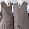 Brown Brushed Cotton Herringbone Waistcoat (WC400)