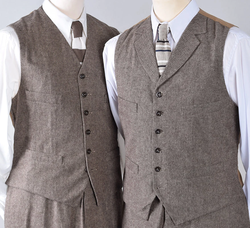 Brown Brushed Cotton Herringbone Waistcoat (WC400) 1 Brown Brushed Cotton Herringbone Waistcoat (WC400)