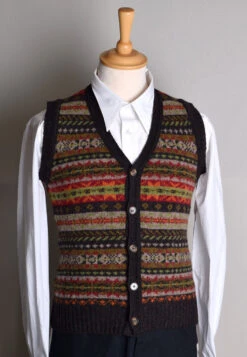 Button Through Fair Isle Waistcoat (KN150) -Urban Mode Shop kn150