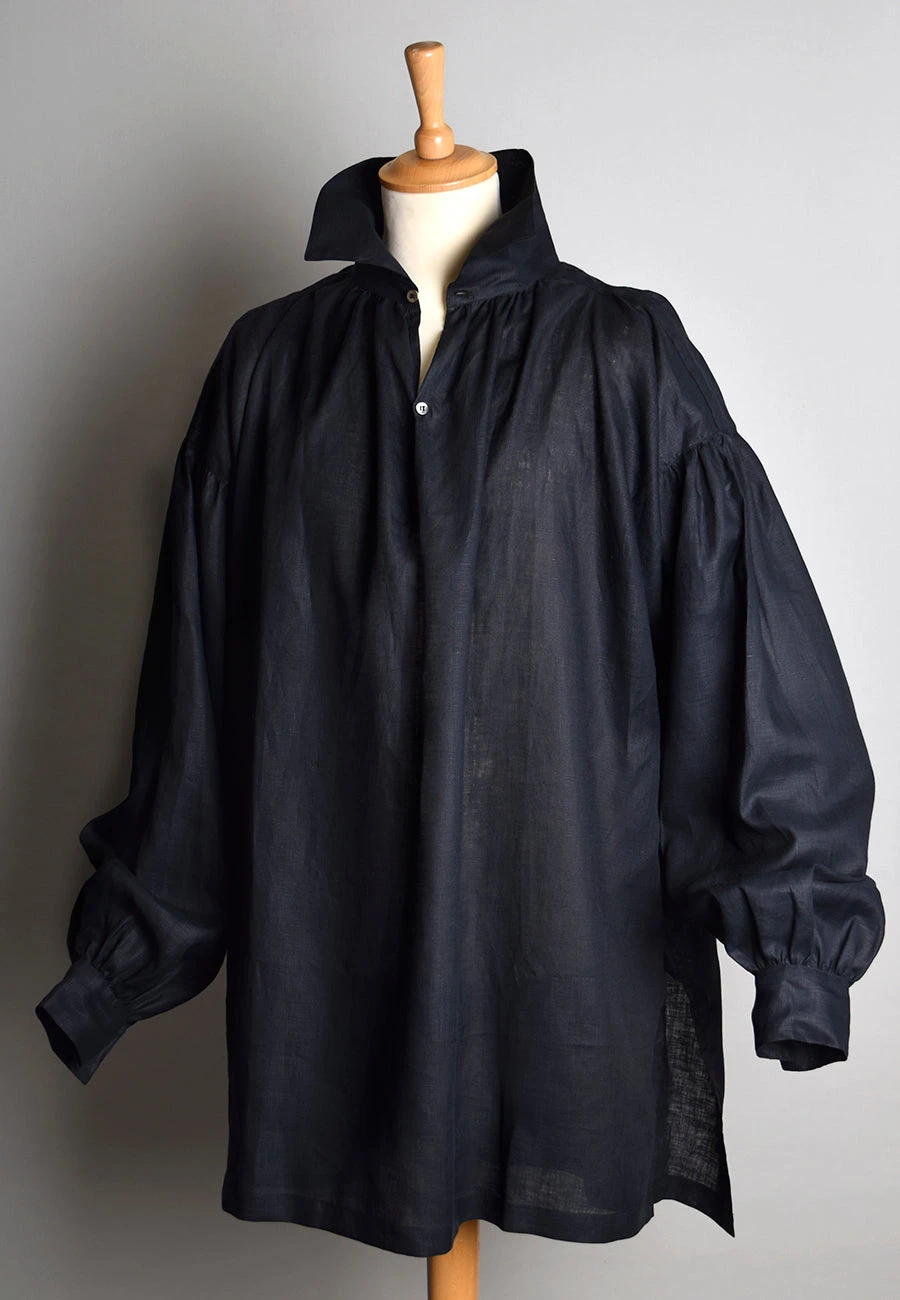 Square Cut Black Linen C18th Period Shirt (SH119) 1 Square Cut Black Linen C18th Period Shirt (SH119)
