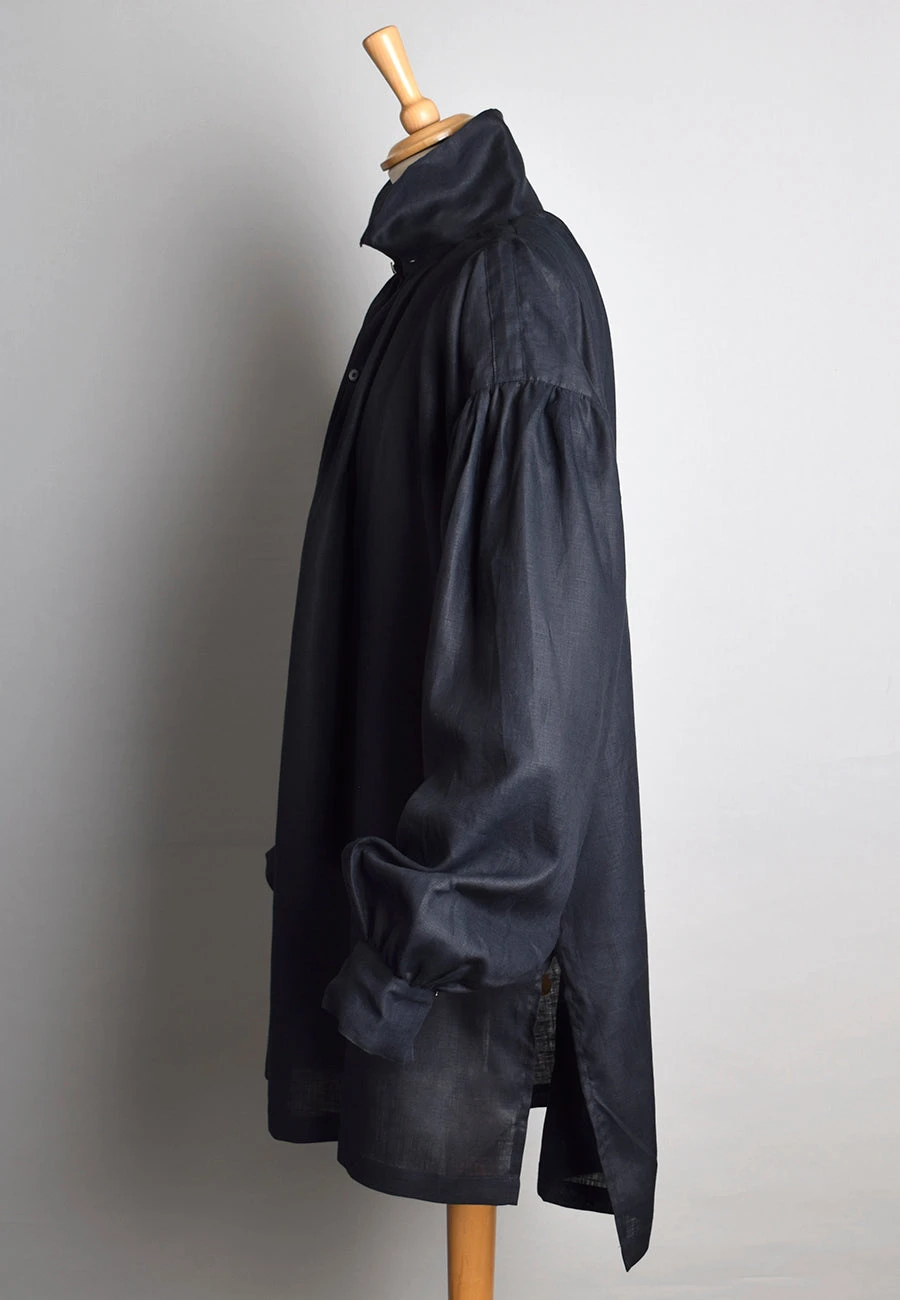 Square Cut Black Linen C18th Period Shirt (SH119) 2 Square Cut Black Linen C18th Period Shirt (SH119) - Image 2