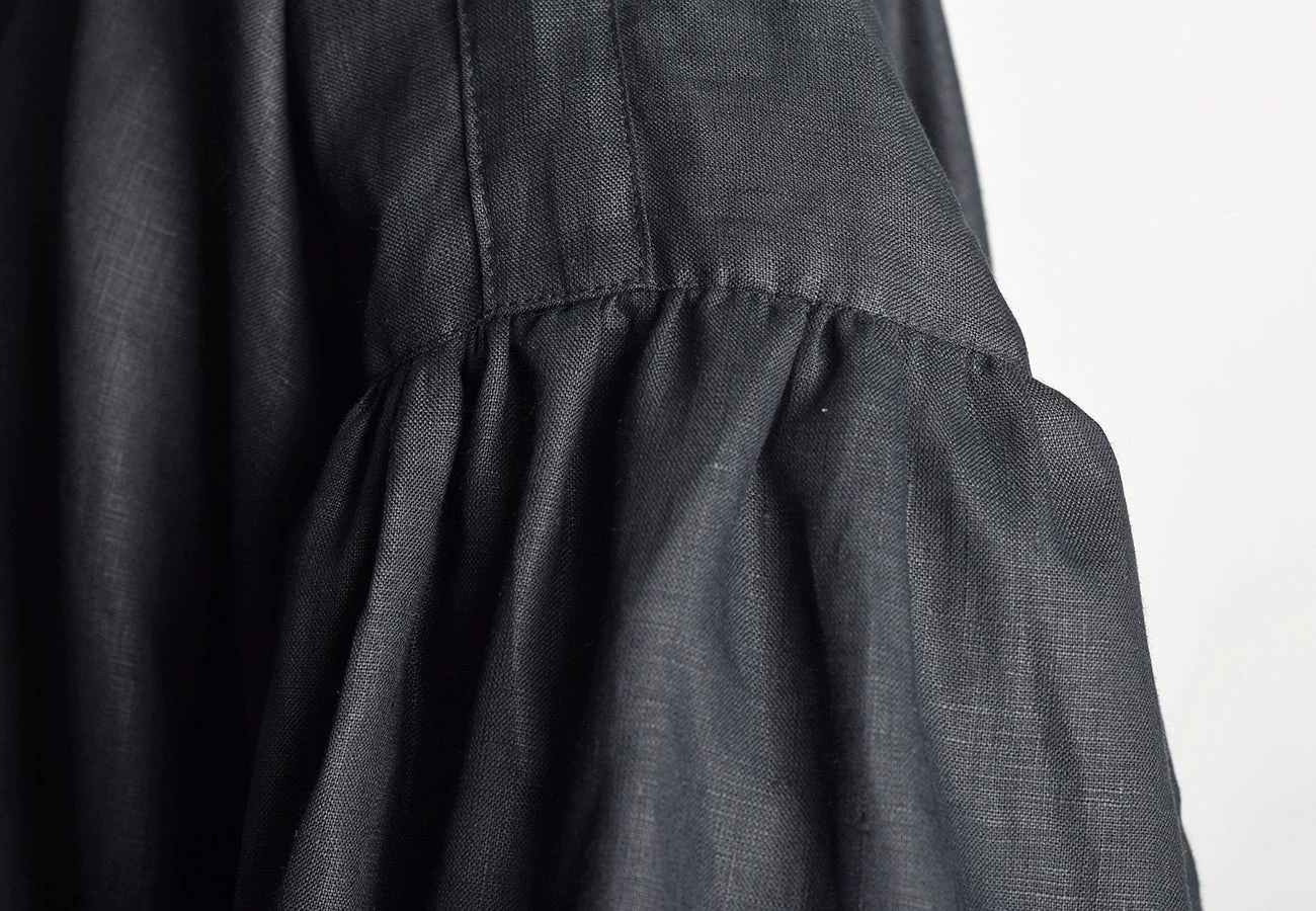 Square Cut Black Linen C18th Period Shirt (SH119) 5 Square Cut Black Linen C18th Period Shirt (SH119) - Image 5