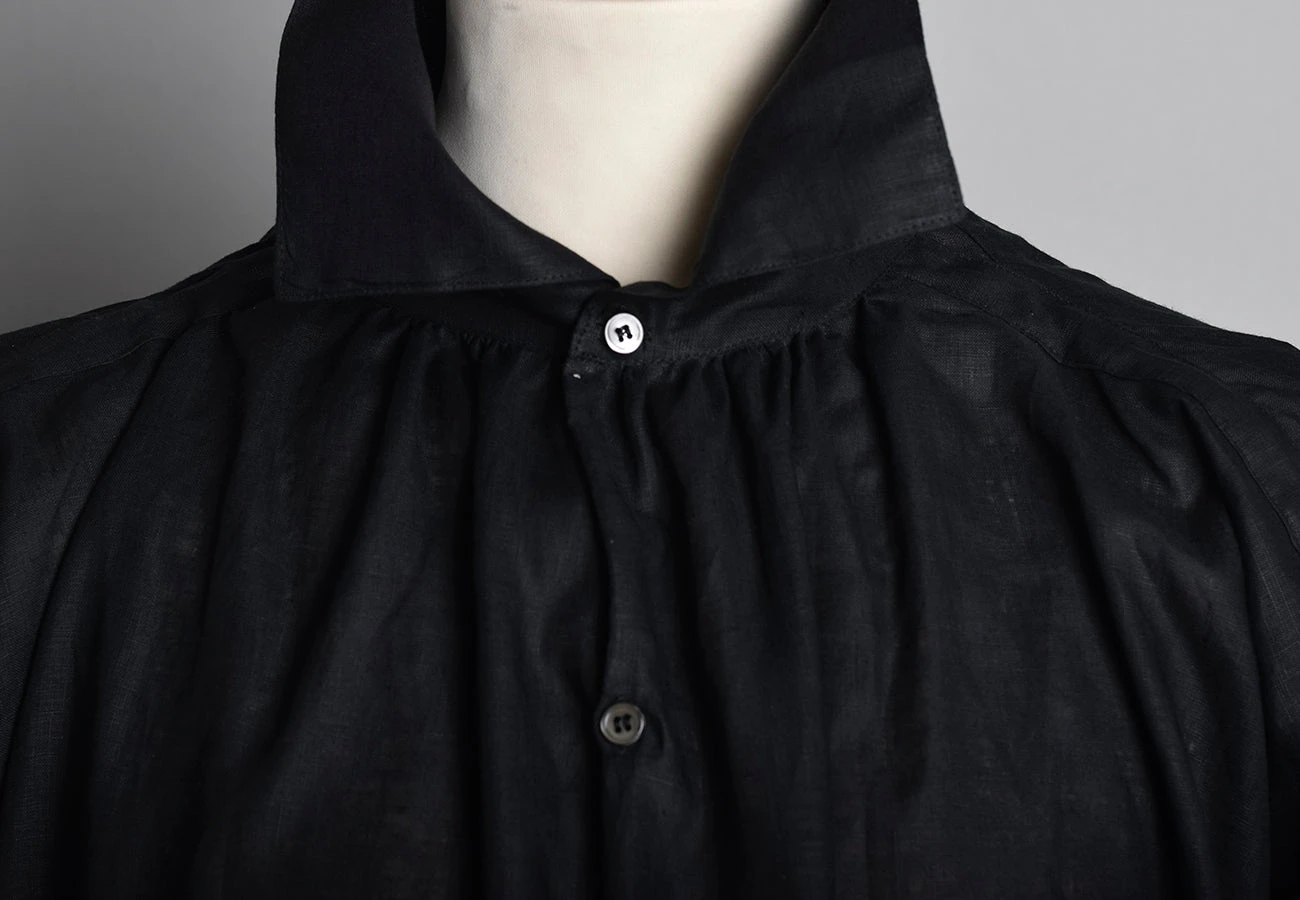 Square Cut Black Linen C18th Period Shirt (SH119) 6 Square Cut Black Linen C18th Period Shirt (SH119) - Image 6