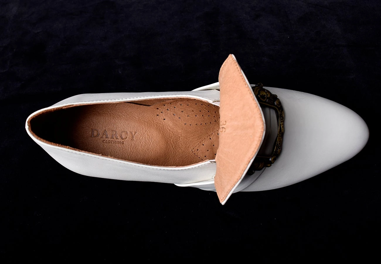 Ladies Leather Victorian Shoes Stone (SP1901) 7 Ladies Leather Victorian Shoes Stone (SP1901) - Image 7