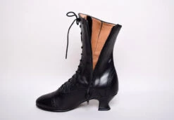 Victorian Side Zip Black Leather Boots (SP1910Z) -Urban Mode Shop sp1910z