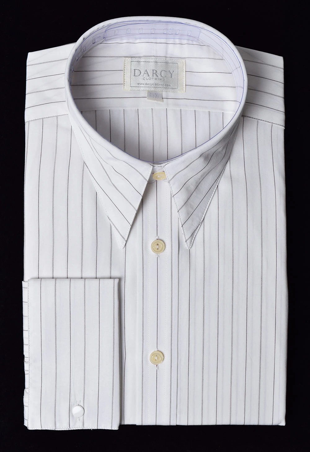 Replica Striped Fabric Spearpoint Collar Shirt | Permanent Stock (SH190R) - Colour 64 - Narrow Ticking Stripe 1 Replica Striped Fabric Spearpoint Collar Shirt | Permanent Stock (SH190R) - Colour 64 - Narrow Ticking Stripe