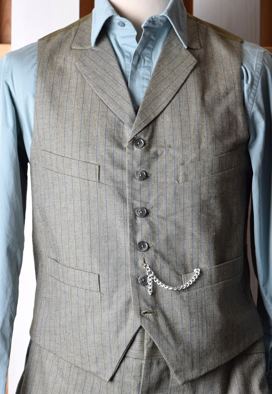 Olive/Blue Stripe Waistcoat (WC305)