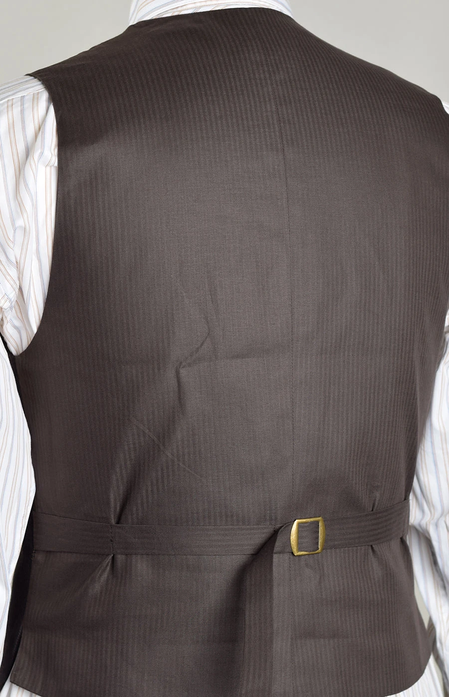 Dark Brown Brushed Cotton Herringbone Waistcoat (WC420) 2 Dark Brown Brushed Cotton Herringbone Waistcoat (WC420) - Image 2