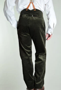 Corduroy Fishtail Back Trousers. 7 Colourways (TR600) 19 Corduroy Fishtail Back Trousers. 7 Colourways (TR600) -Urban Mode Shop webBOTTLE GREEN BACK copy