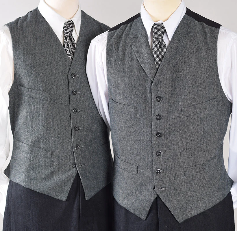 Grey Brushed Cotton Herringbone Waistcoat (WC300) 1 Grey Brushed Cotton Herringbone Waistcoat (WC300)