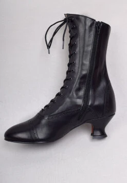 Victorian Side Zip Black Leather Boots (SP1910Z) -Urban Mode Shop zipped1
